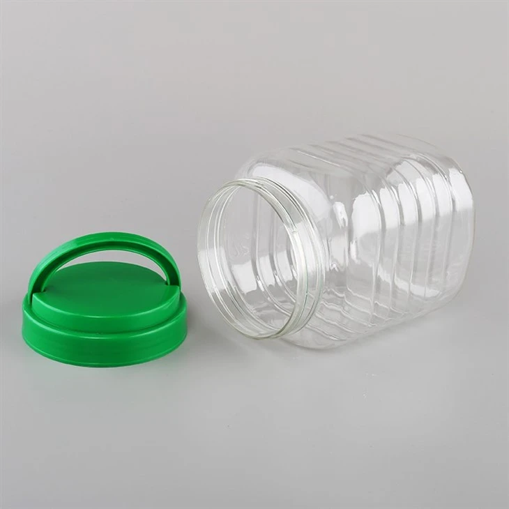 Plastic Square Jars With Green Lids