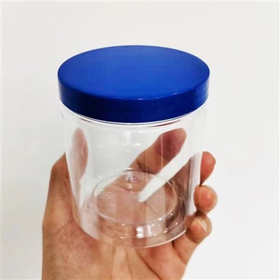 Frascos redondos de plástico azul de 400 ml